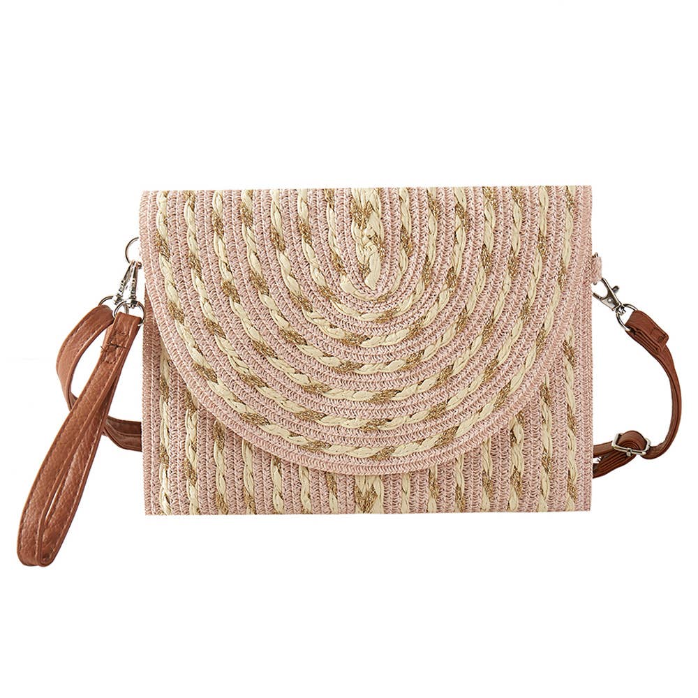 Gold Threads Mixed Straw Clutch Bag / Crossbody Bag