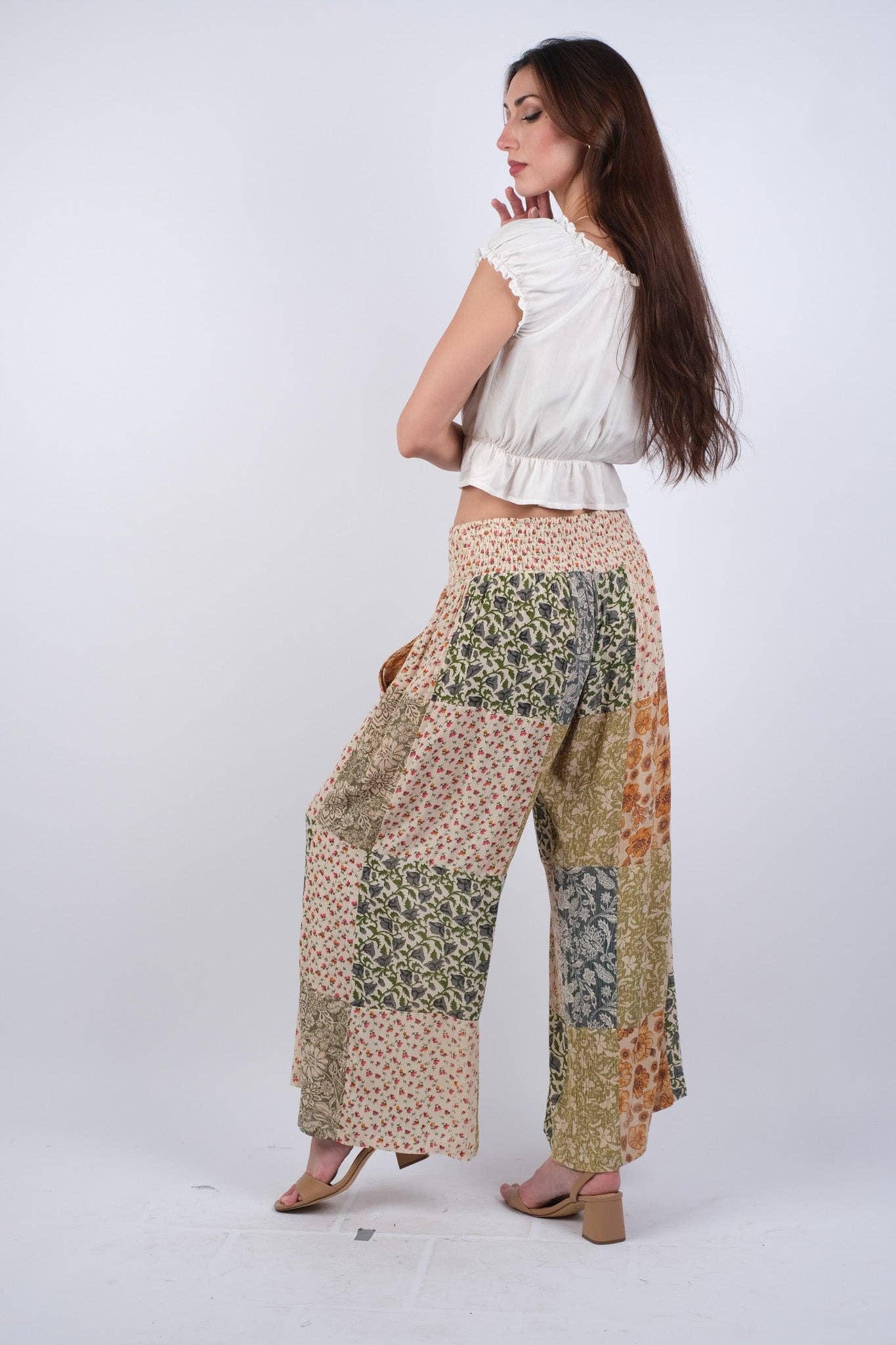 Olive Bloom Hippie Patchwork Pants (Sacred Thread)