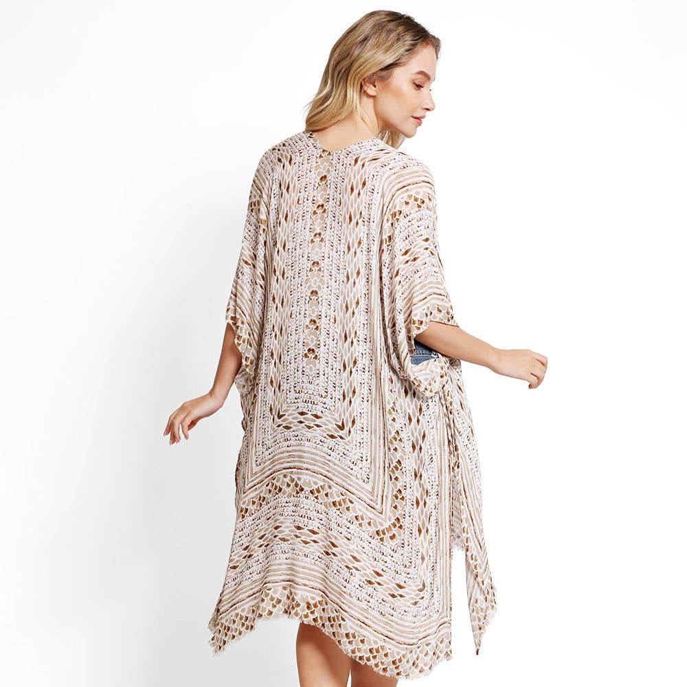Scale Mixed Cover Up Kimono Poncho