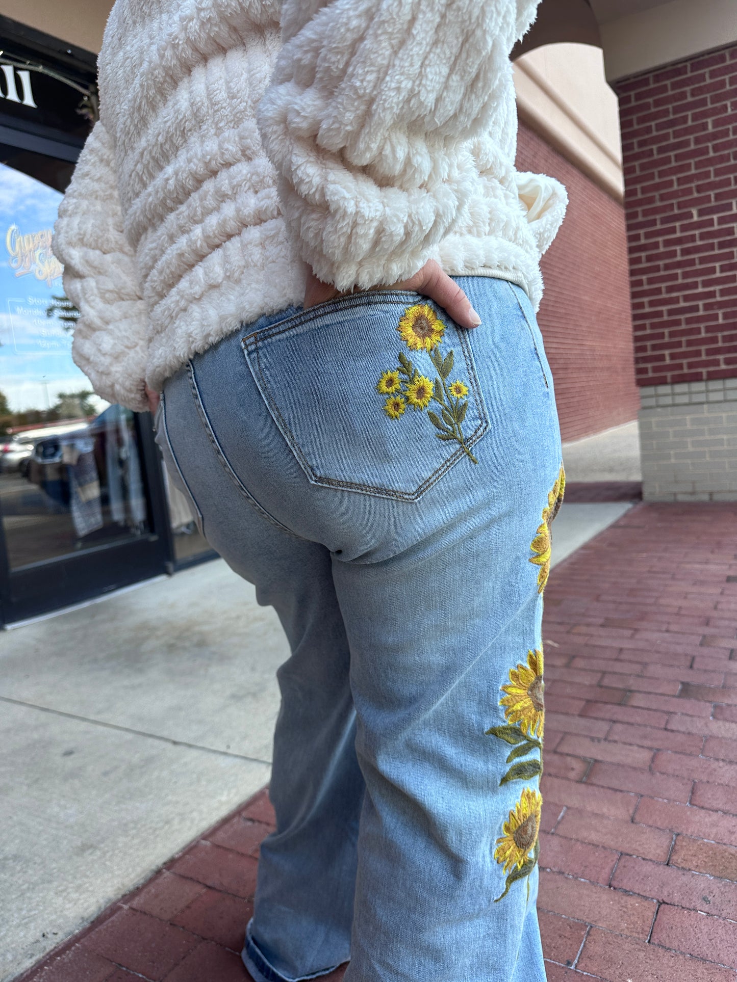 Sunflower Embroidered Jeans (OLI&HALI)