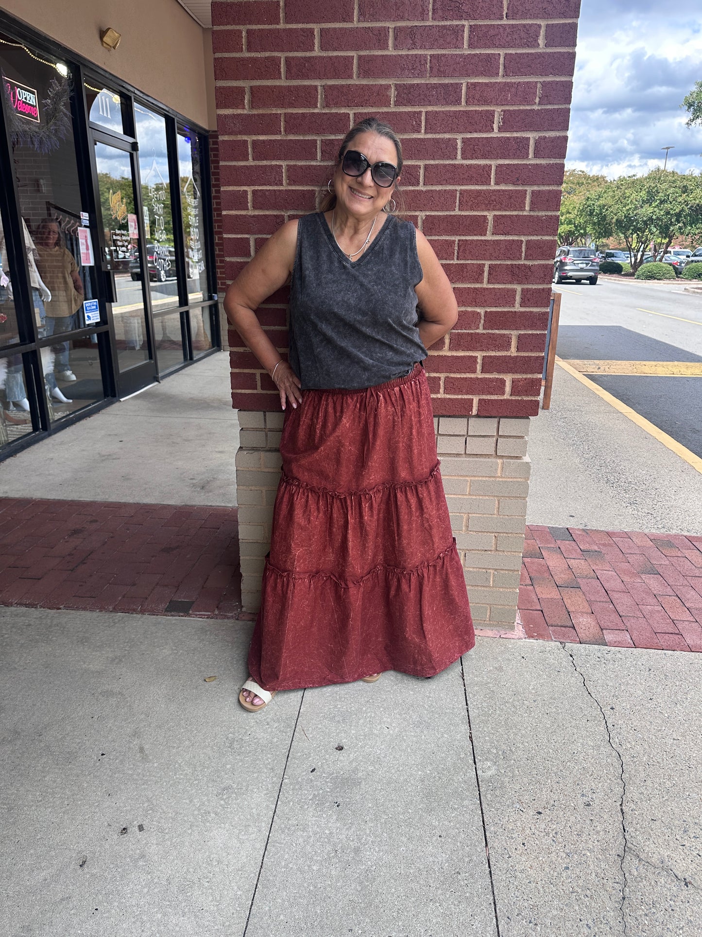 Curvy Vintage Washed Maxi Skirt