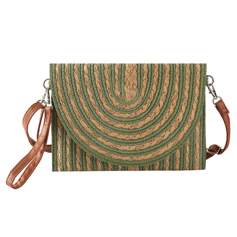 Gold Threads Mixed Straw Clutch Bag / Crossbody Bag