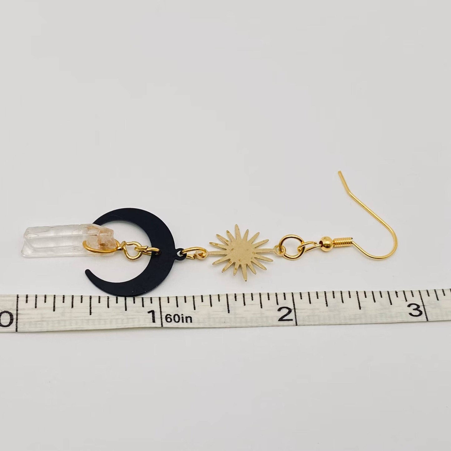 Bohemian Style Black Moon Earrings Crystal Charm - MS