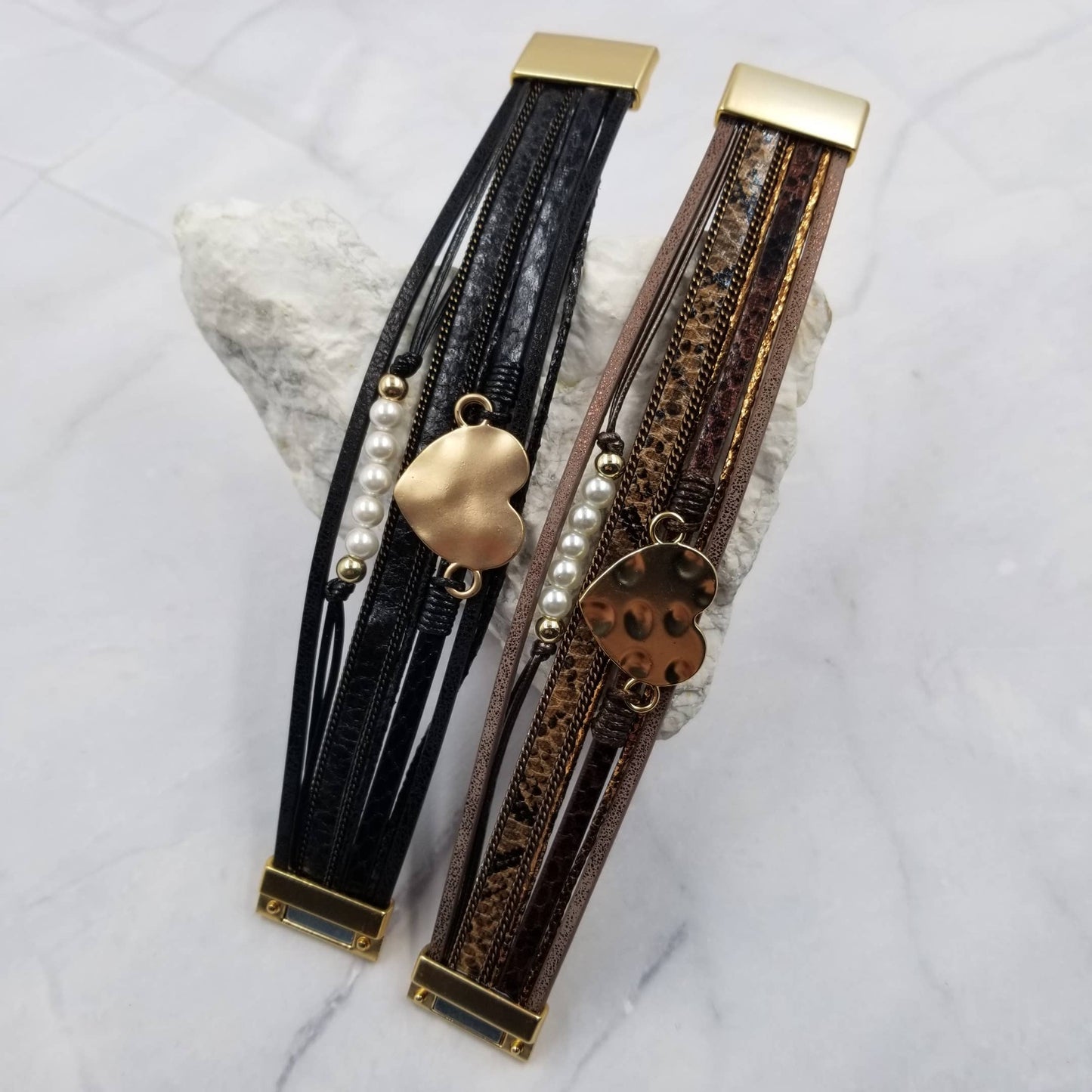 Heart Leather Wrap Magnetic Bracelet
