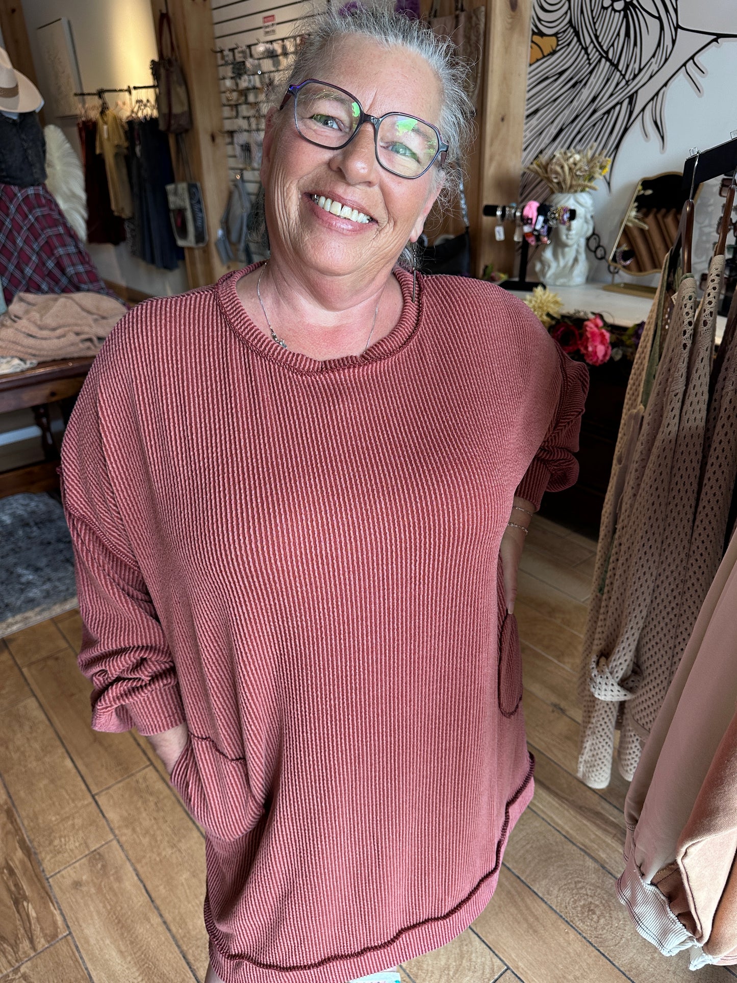 Rusty Ribbed Dress