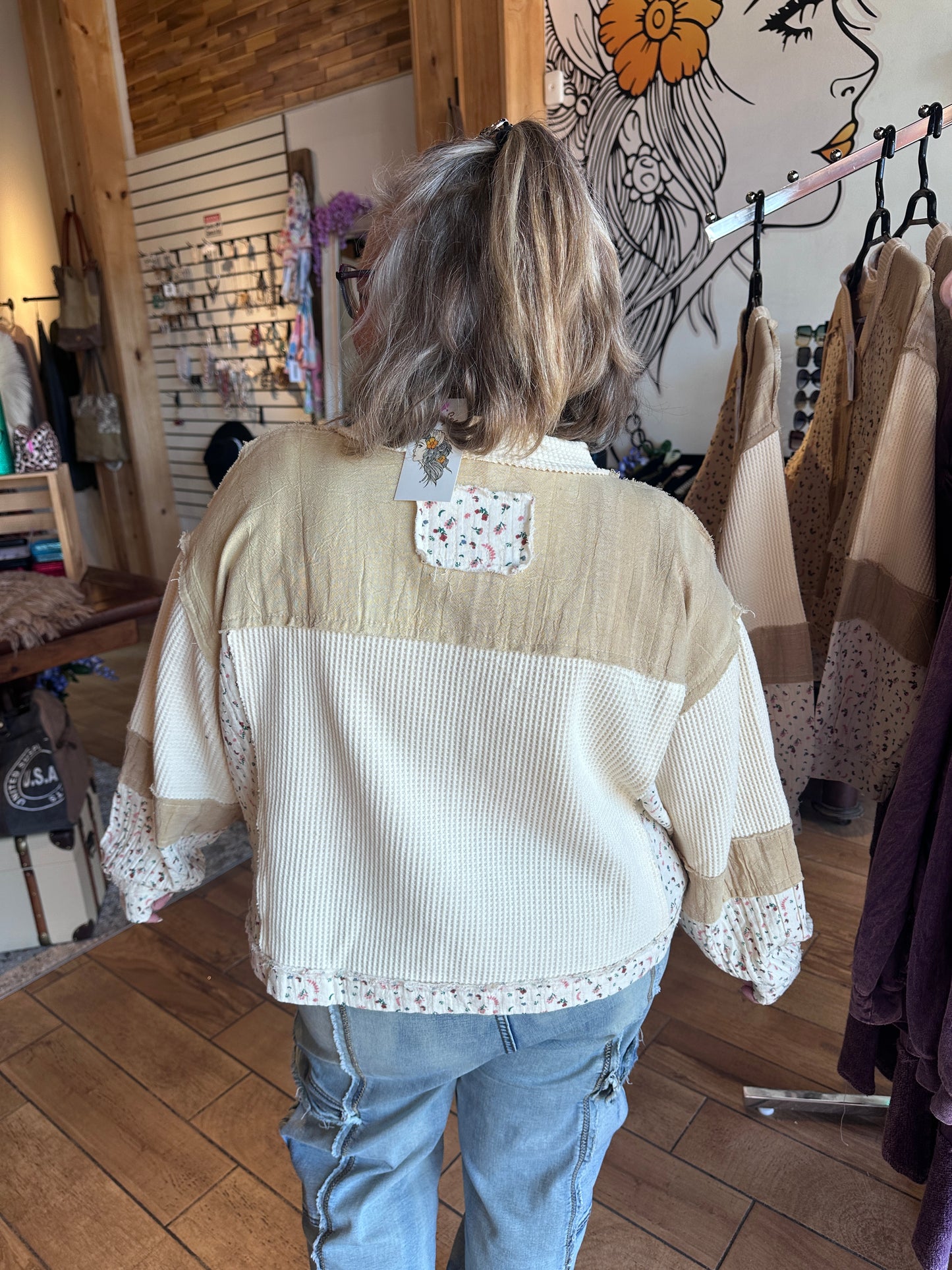 Cream Floral Patchwork Top (POL)