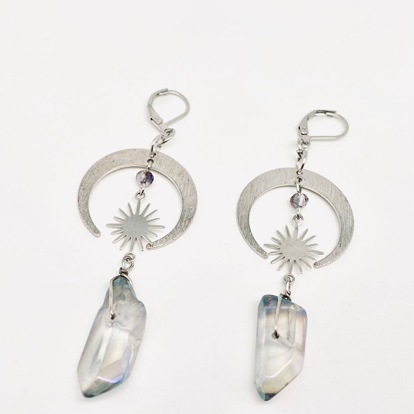 Bohemian Star-moon Combination Crystal Pillar Earrings - MS