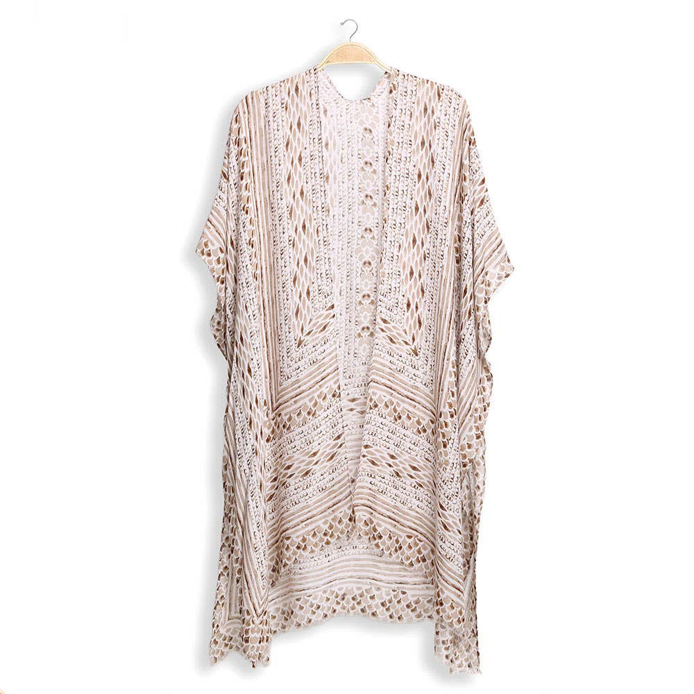 Scale Mixed Cover Up Kimono Poncho