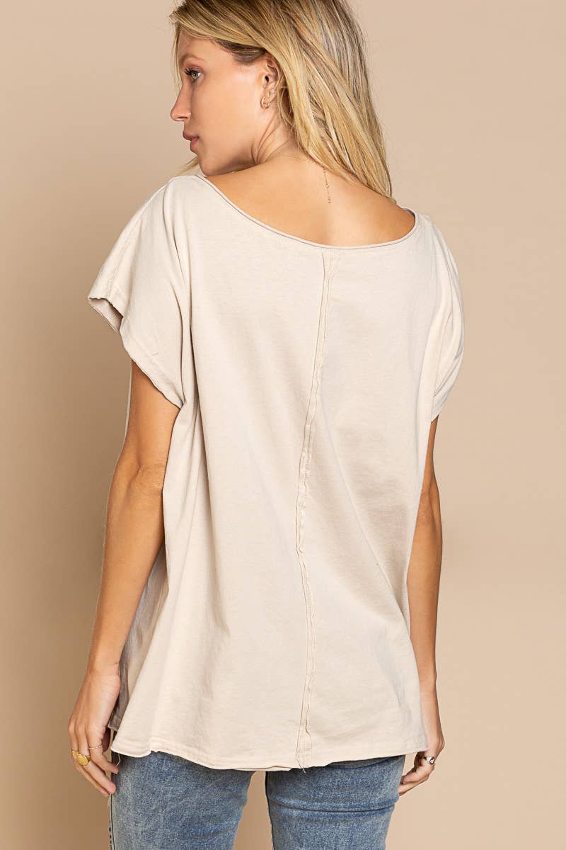 Dropped Short Sleeve Studded Peace Sign Tee (POL)