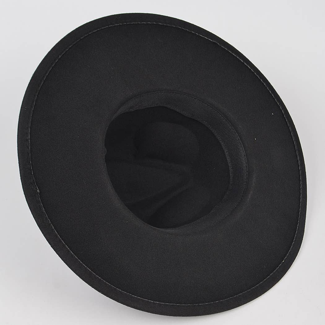 Faux Wool Rhinestone Trimed Fedora Hat