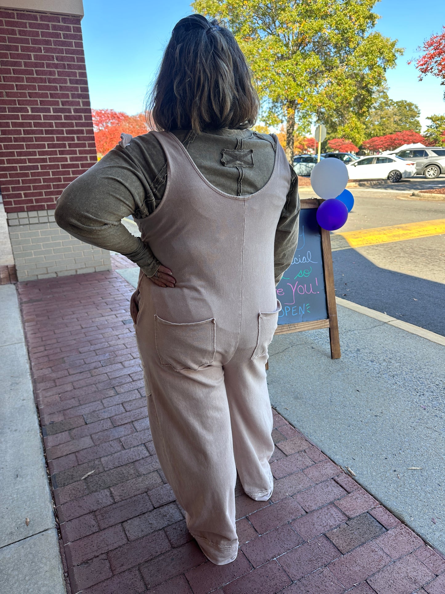 Mineral Washed Flower Patched Romper (J.Her)