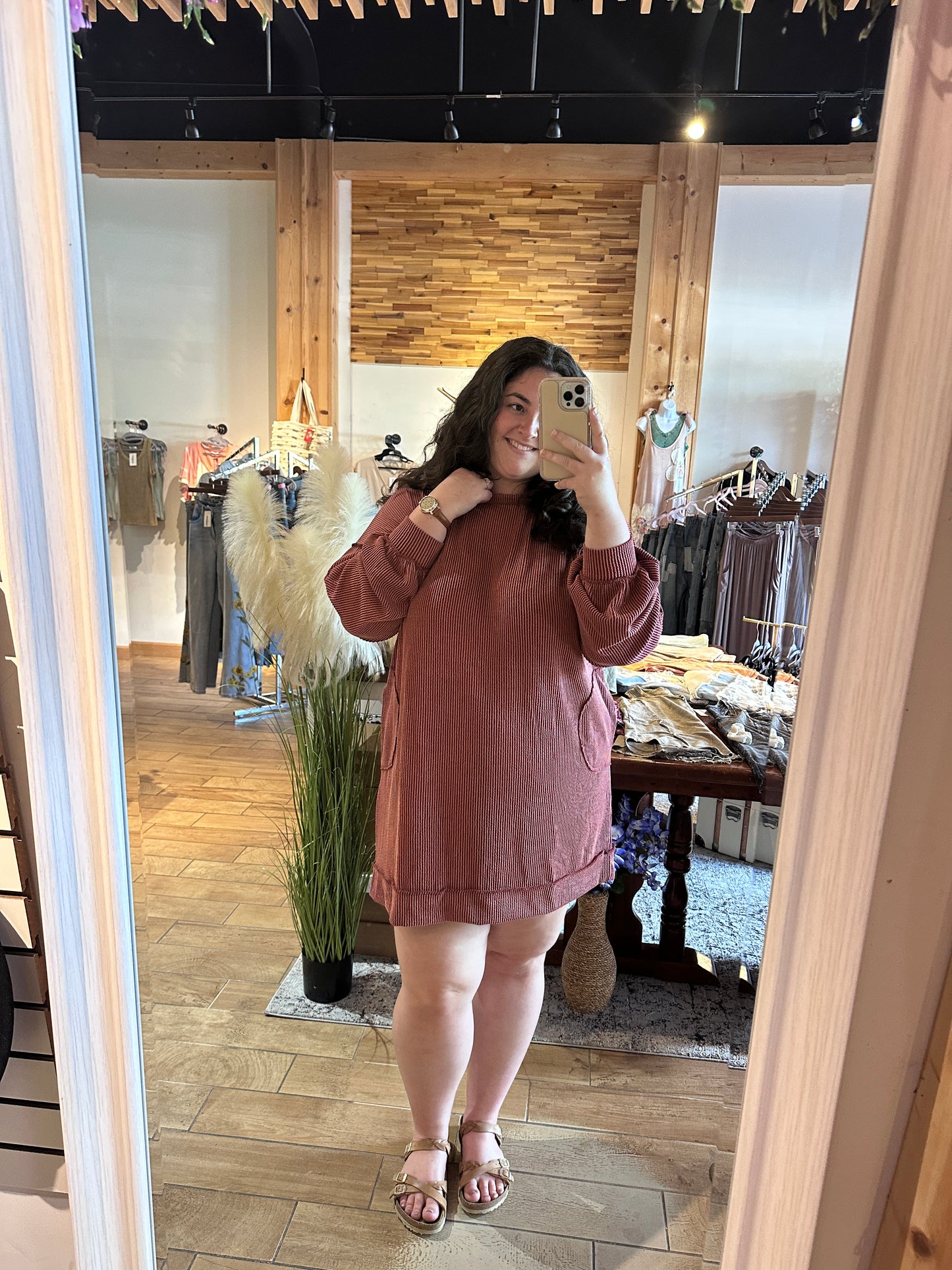 Rusty Ribbed Dress