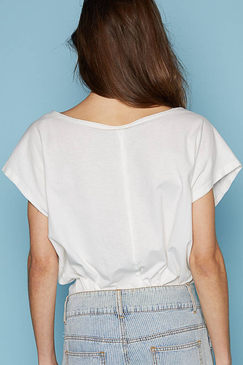 Dropped Short Sleeve Studded Peace Sign Tee (POL)
