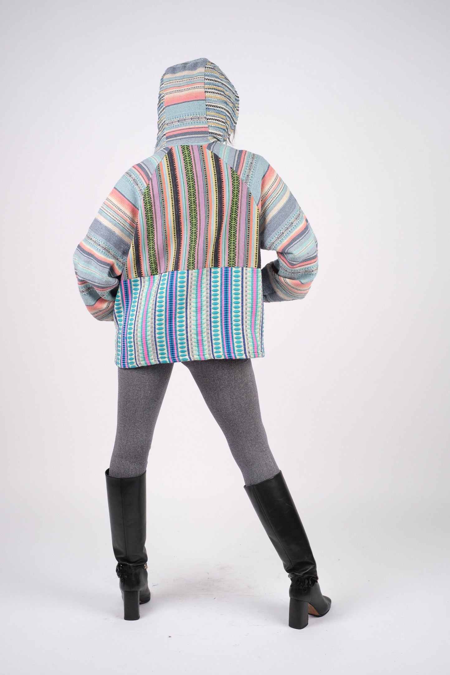 Blue Batik Patchwork Cotton Comfy Hoodie