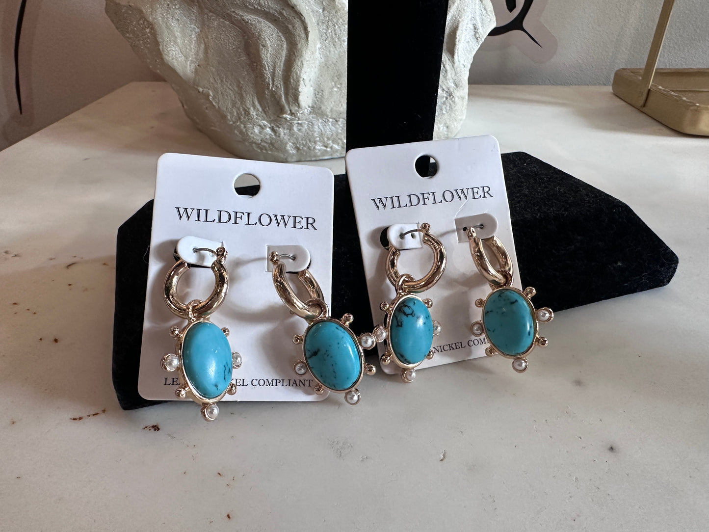 Gold Earrings with Pearl tips