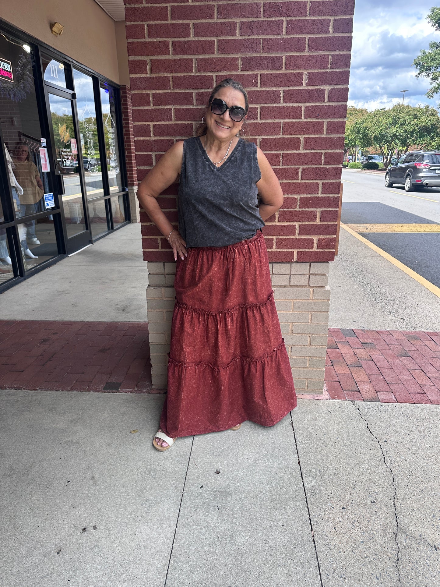 Curvy Vintage Washed Maxi Skirt