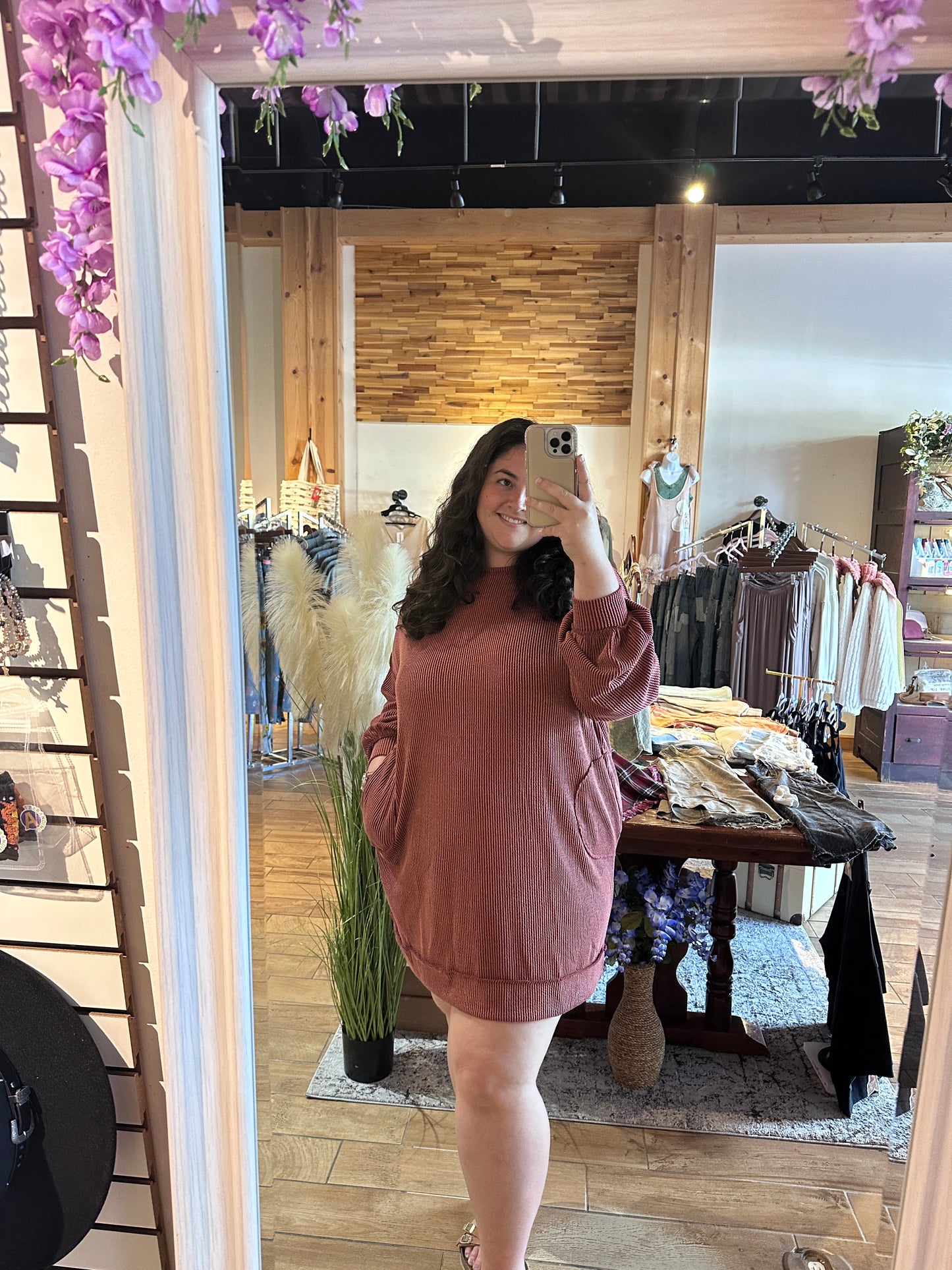 Rusty Ribbed Dress