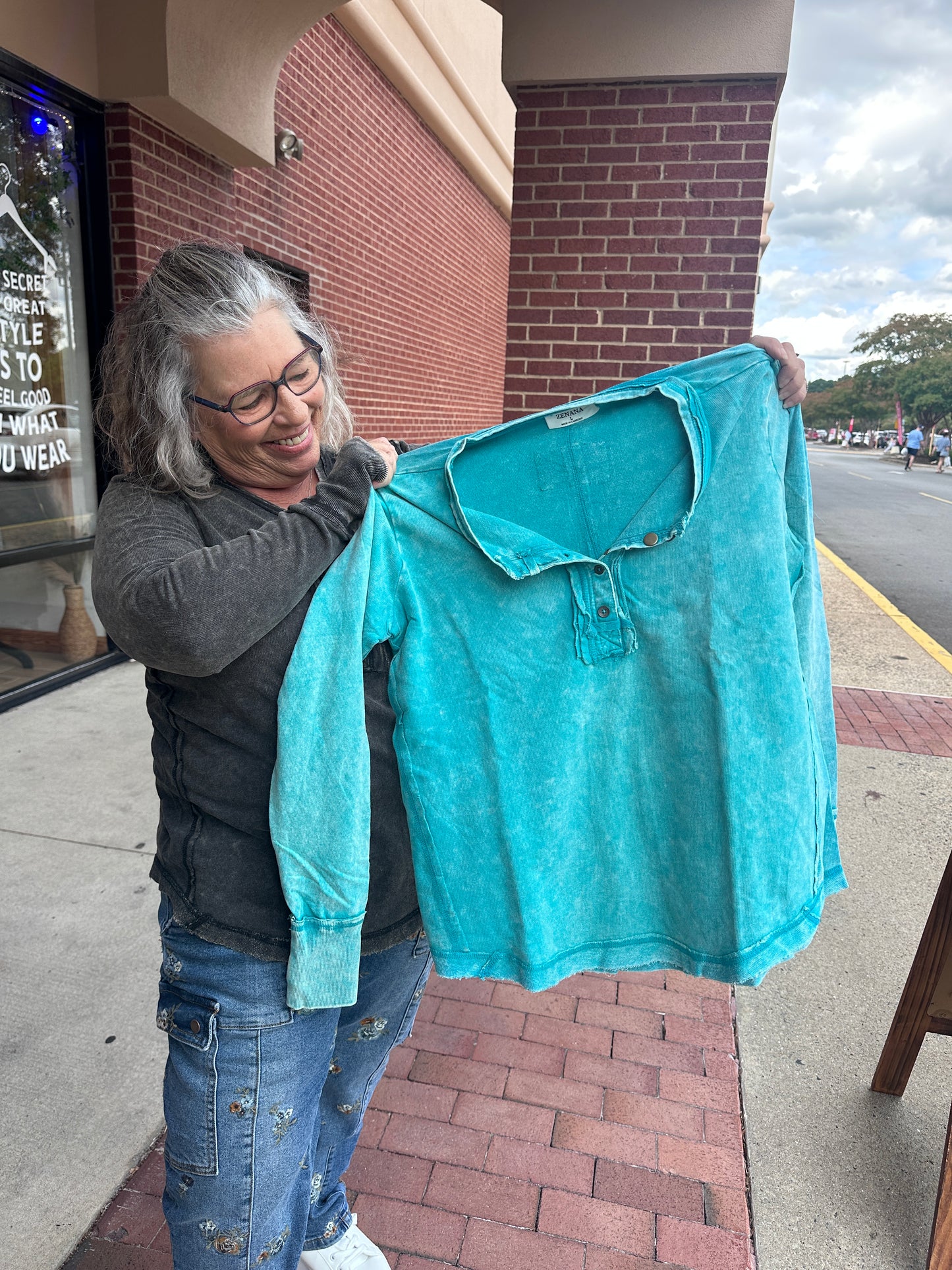 Washed Long Sleeve w/Thumb Hole