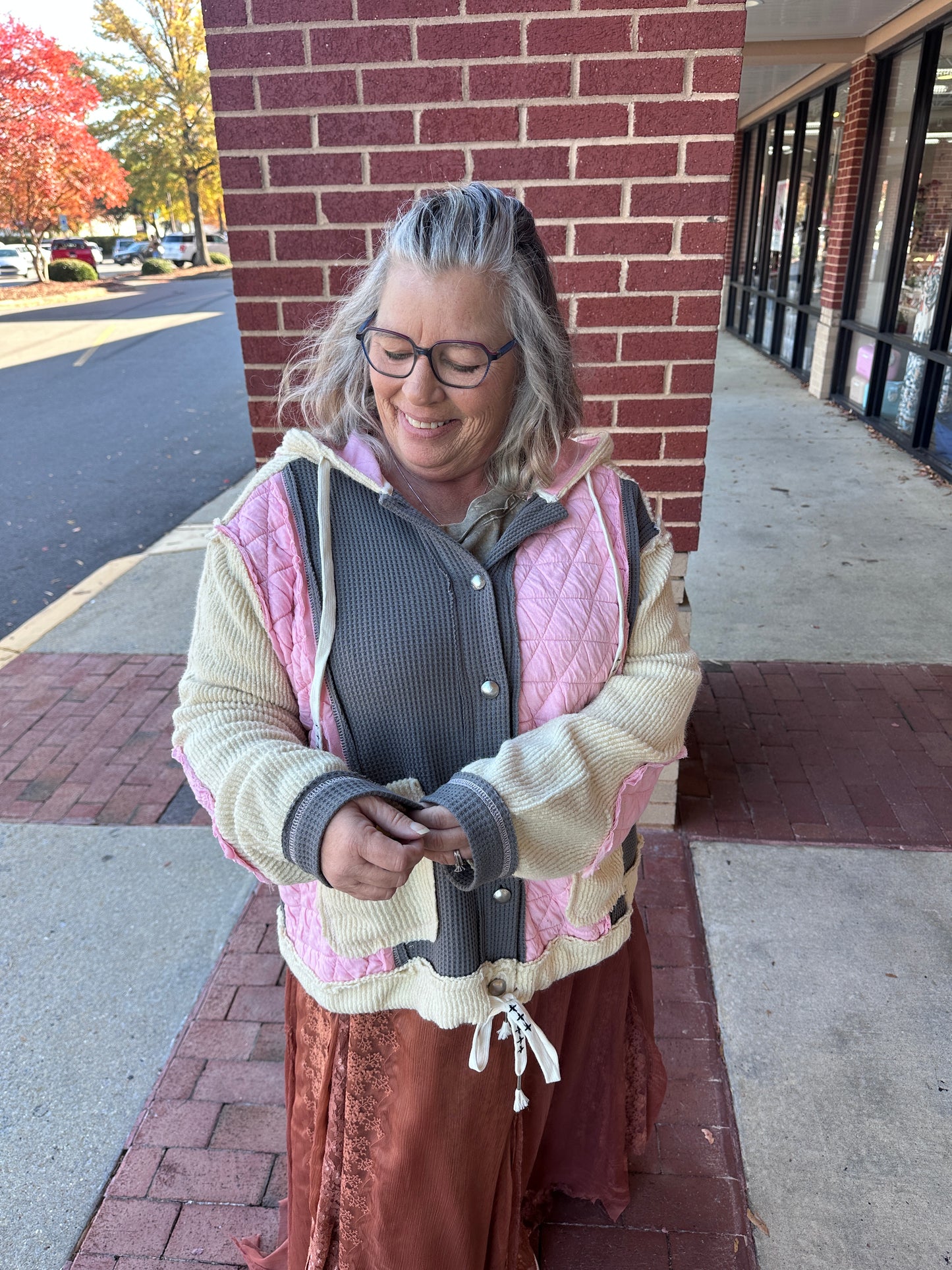 Multi Fabric Hooded Shacket (POL)