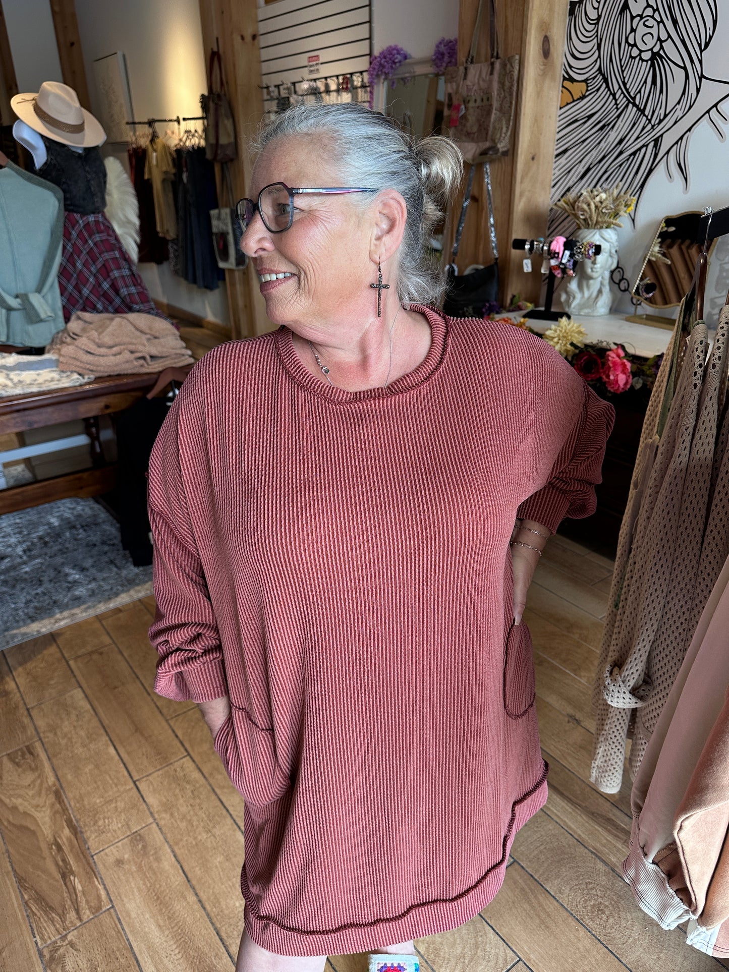 Rusty Ribbed Dress