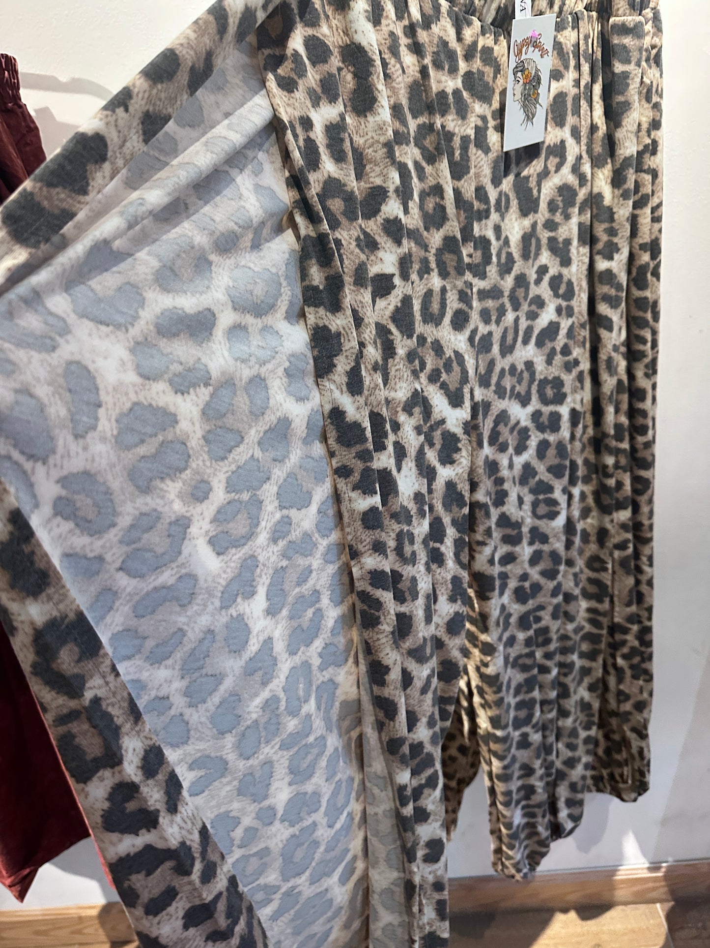 Curvy Leopard Side Slit Pants