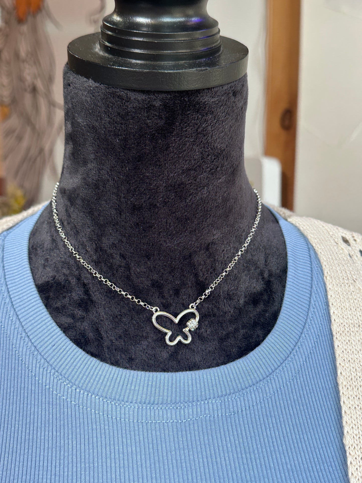 Small Butterfly Necklace Silver