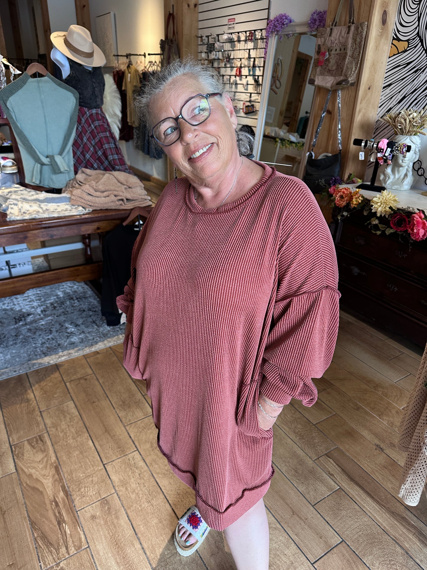 Rusty Ribbed Dress