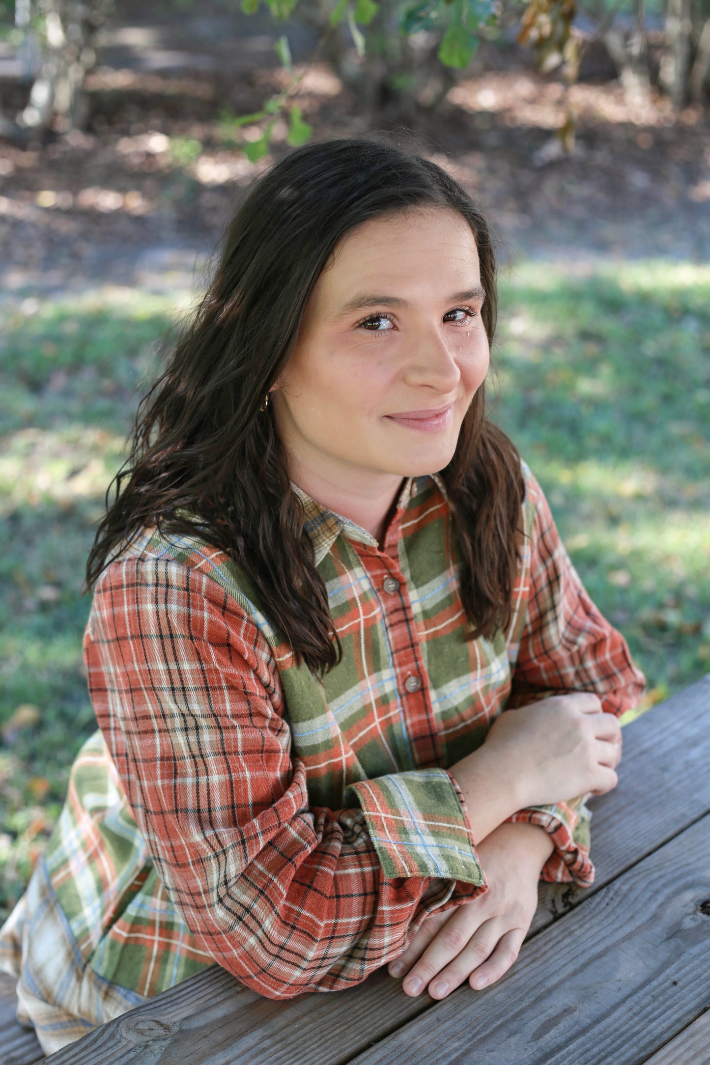 Plaid Mix Asymmetrical Hem Shirt (OLI&HALI)