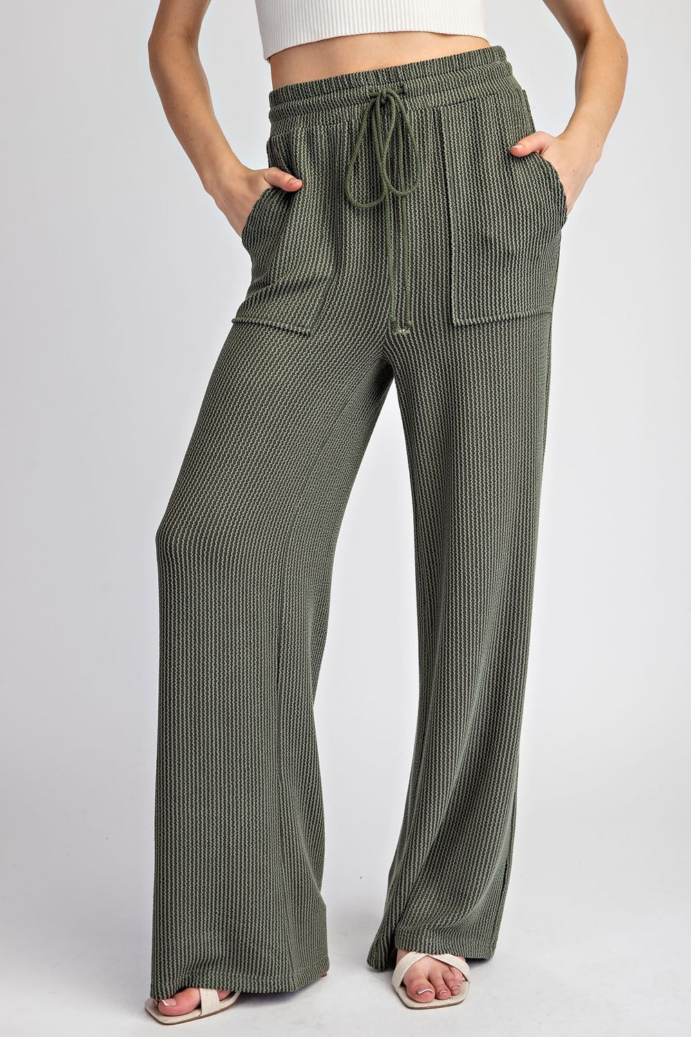 Textured Straight Leg Pants Small-XXL (ee:some)
