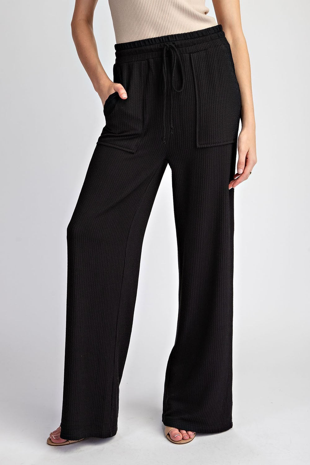 Textured Straight Leg Pants Small-XXL (ee:some)
