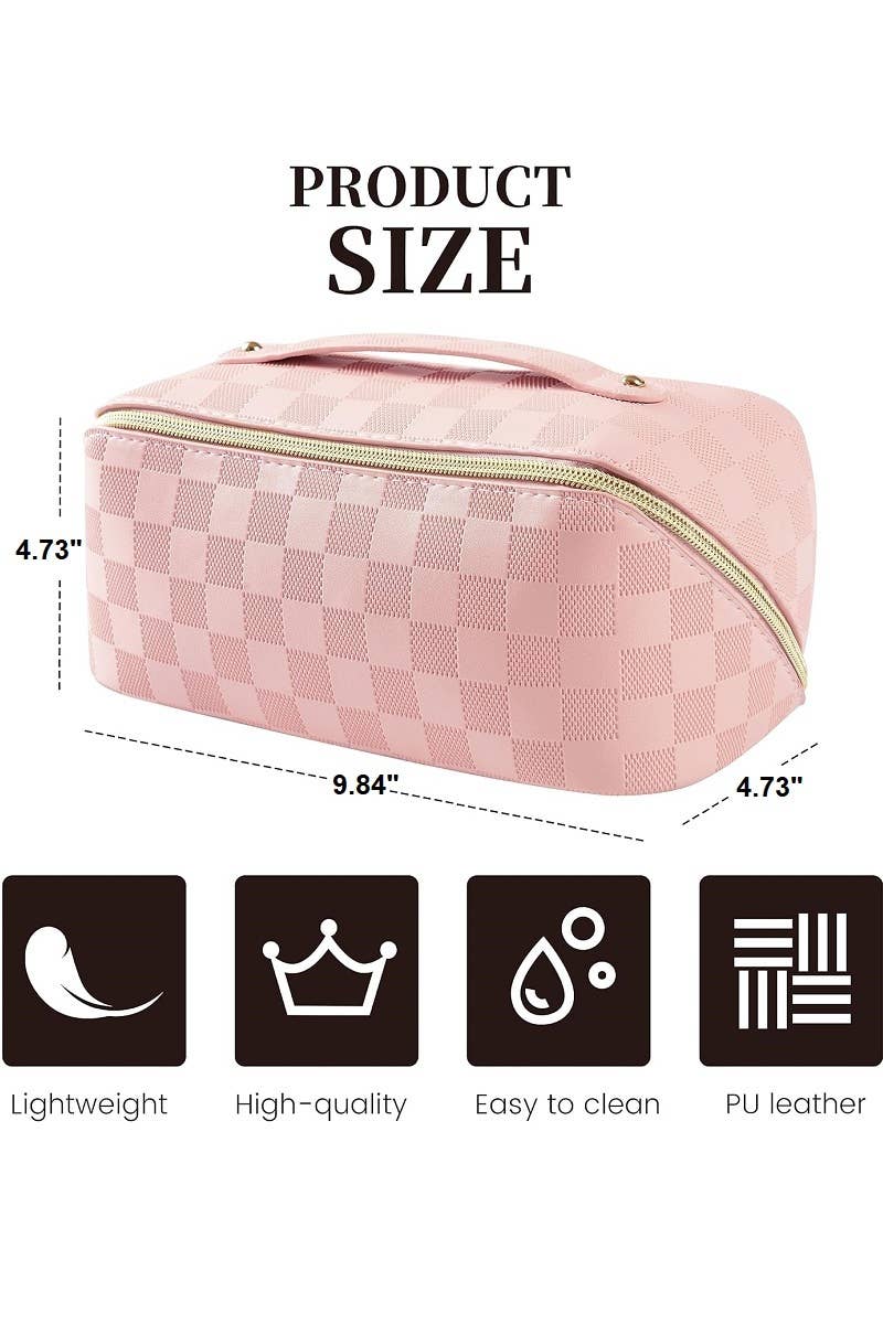 CHECKERED PATTERN MAKEUP BAG SOLID BAG