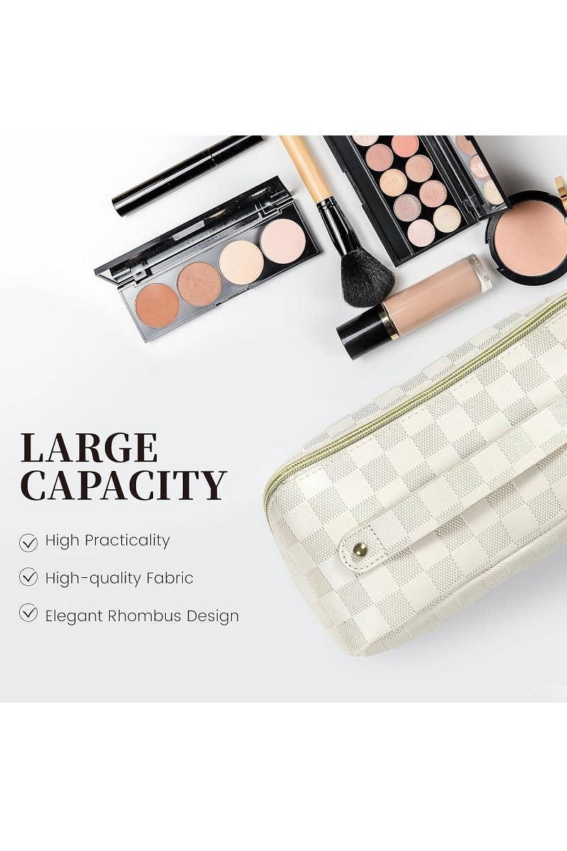 CHECKERED PATTERN MAKEUP BAG SOLID BAG