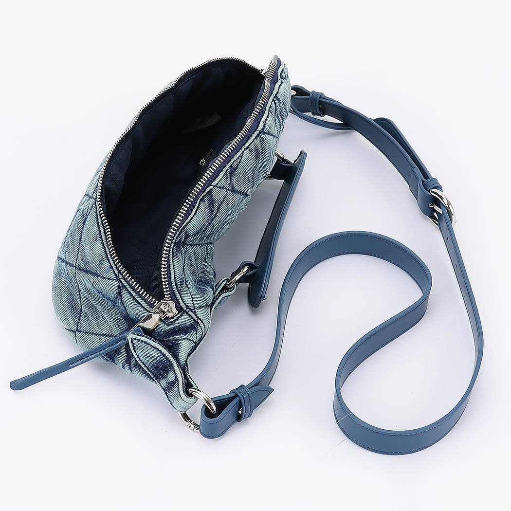 Quilted Washed Denim Crossbody Bag