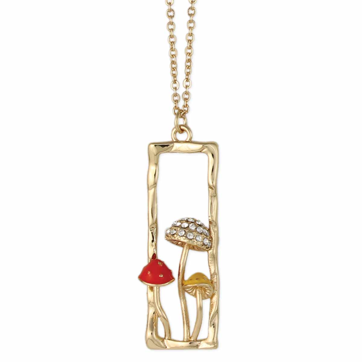 Magical Mushrooms Gold Bar Necklace