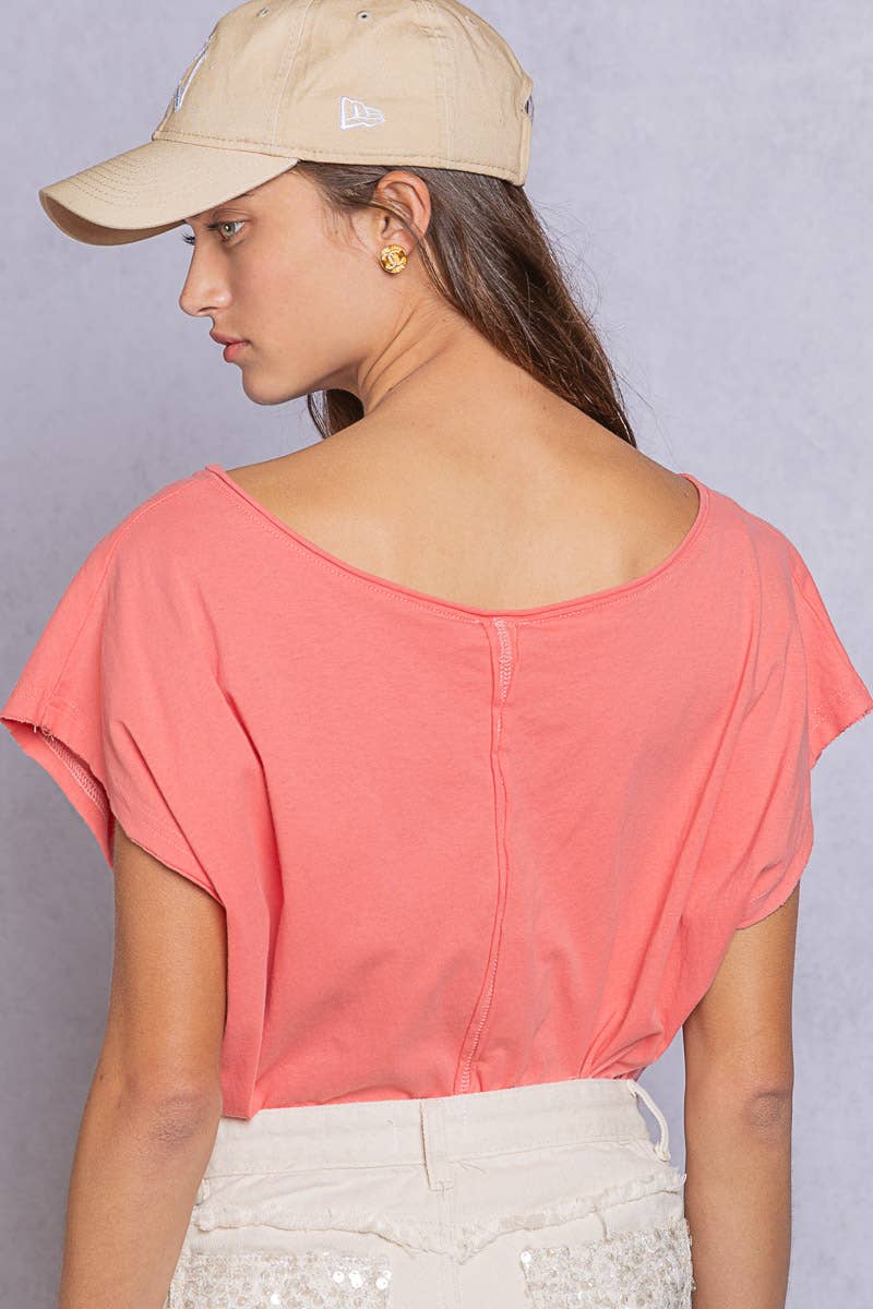 Dropped Short Sleeve Studded Peace Sign Tee (POL)