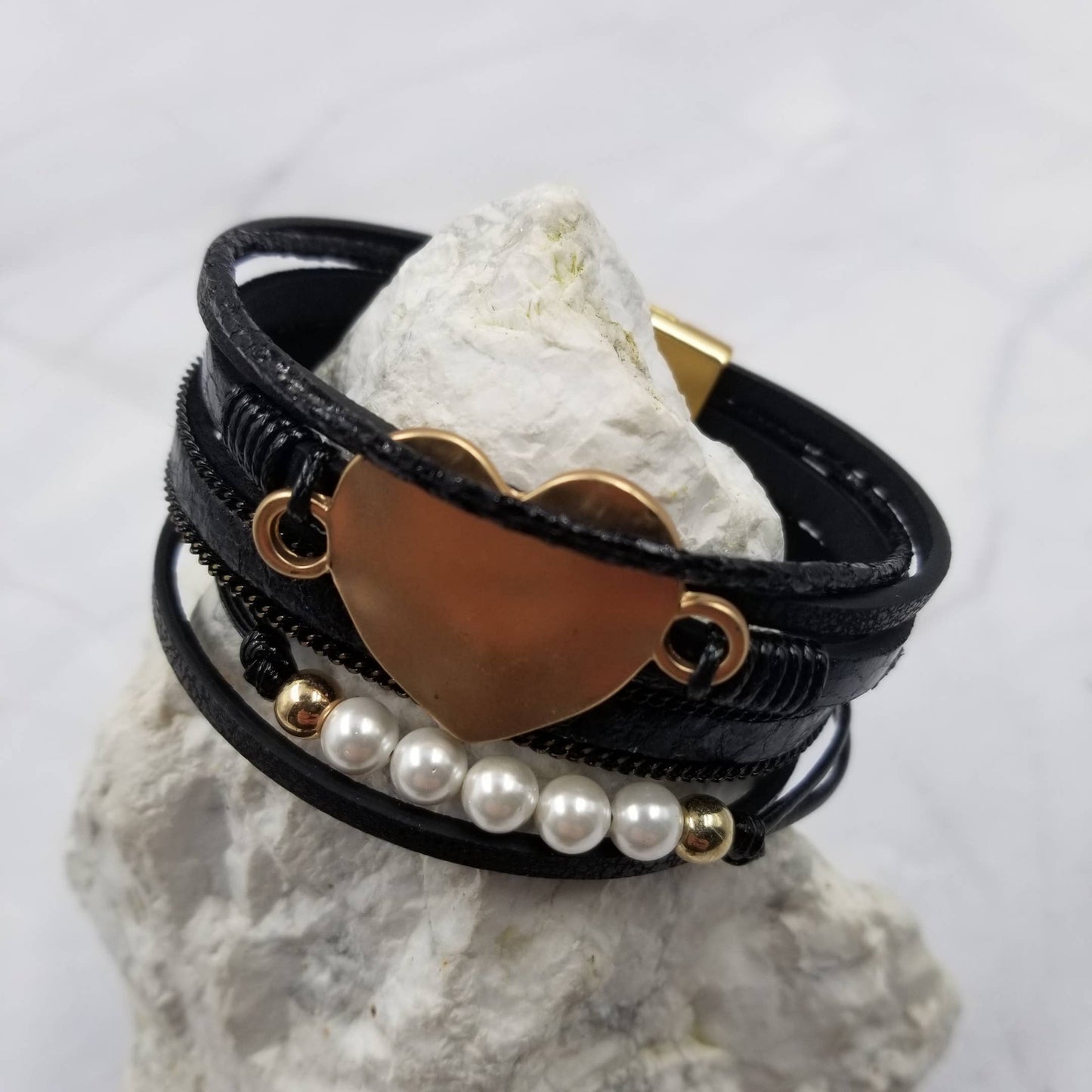 Heart Leather Wrap Magnetic Bracelet