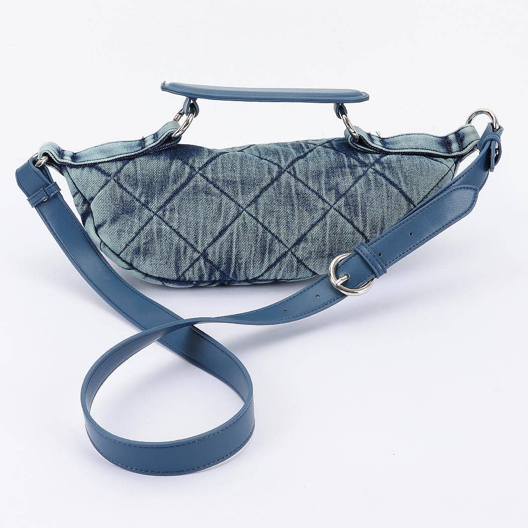 Quilted Washed Denim Crossbody Bag