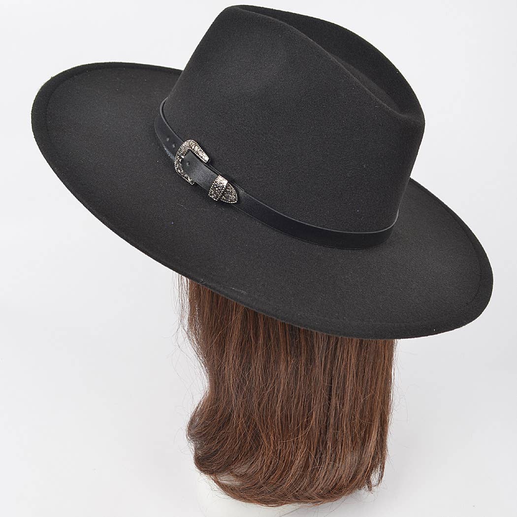 Leather Buckle Detail Fedora.