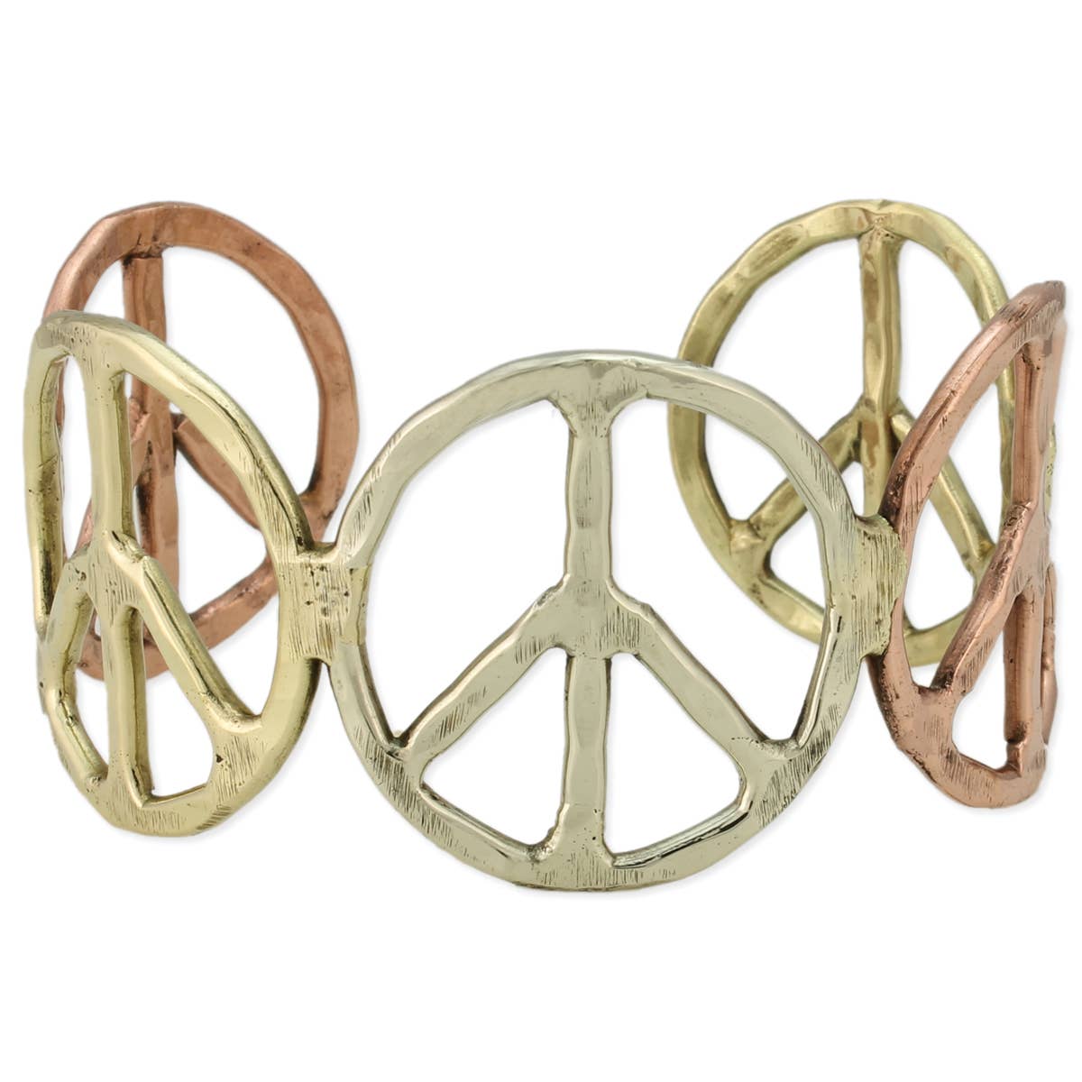 Boho Vibes Mixed Metal Peace Sign Bracelet