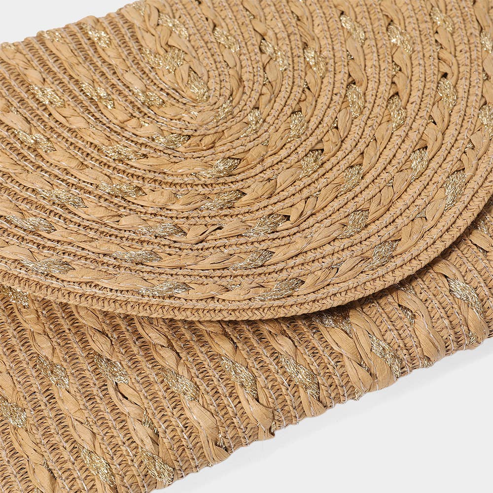 Gold Threads Mixed Straw Clutch Bag / Crossbody Bag