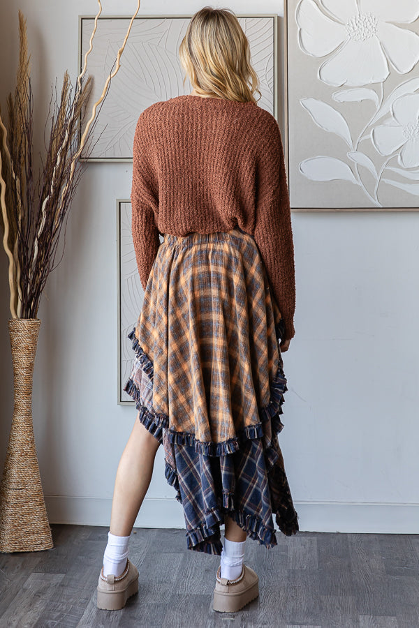 Plaid Asymmetrical Hem Layered Skirt (OLI&HALI)