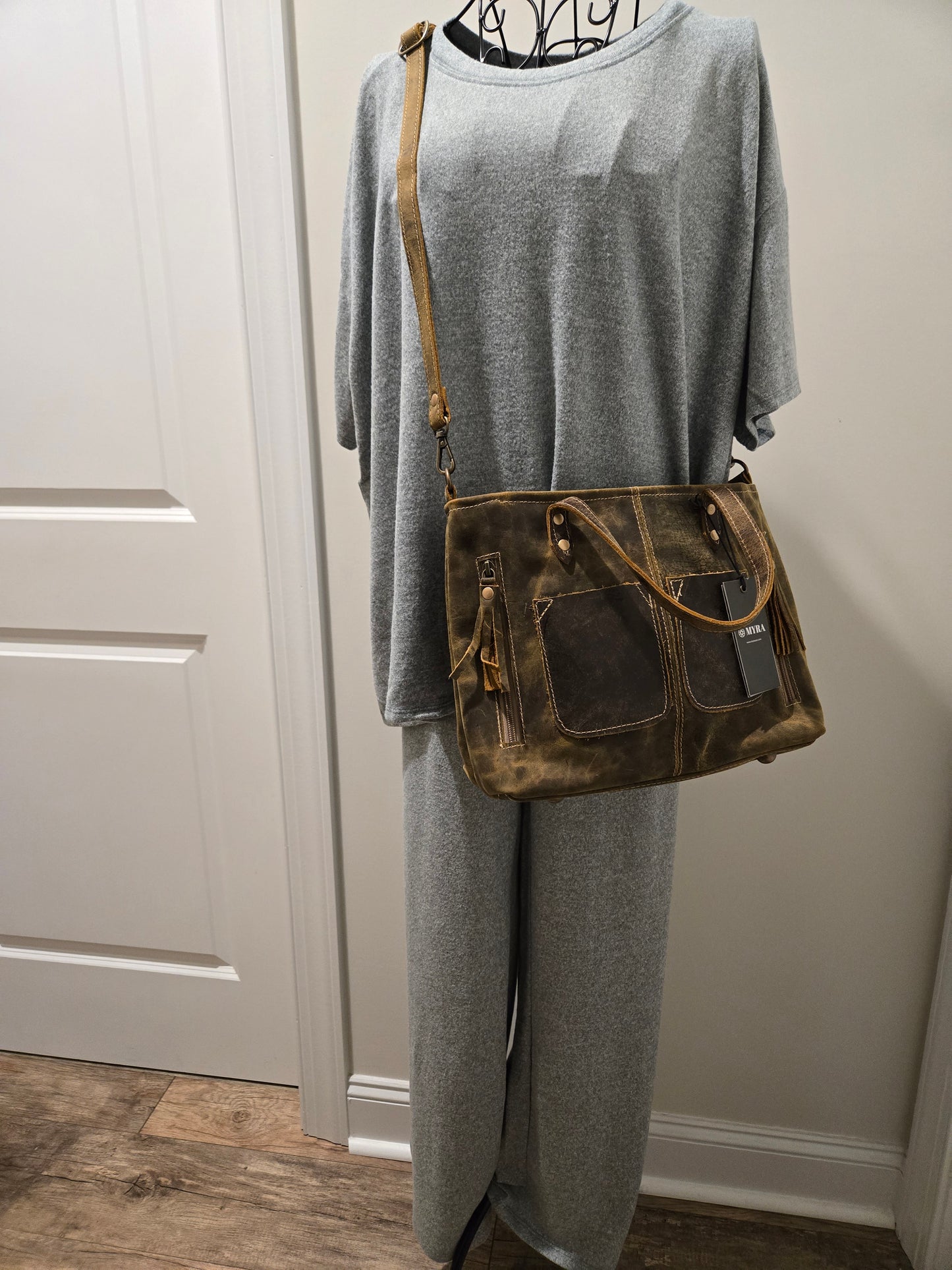 Distressed Leather Crossbody (Myra)