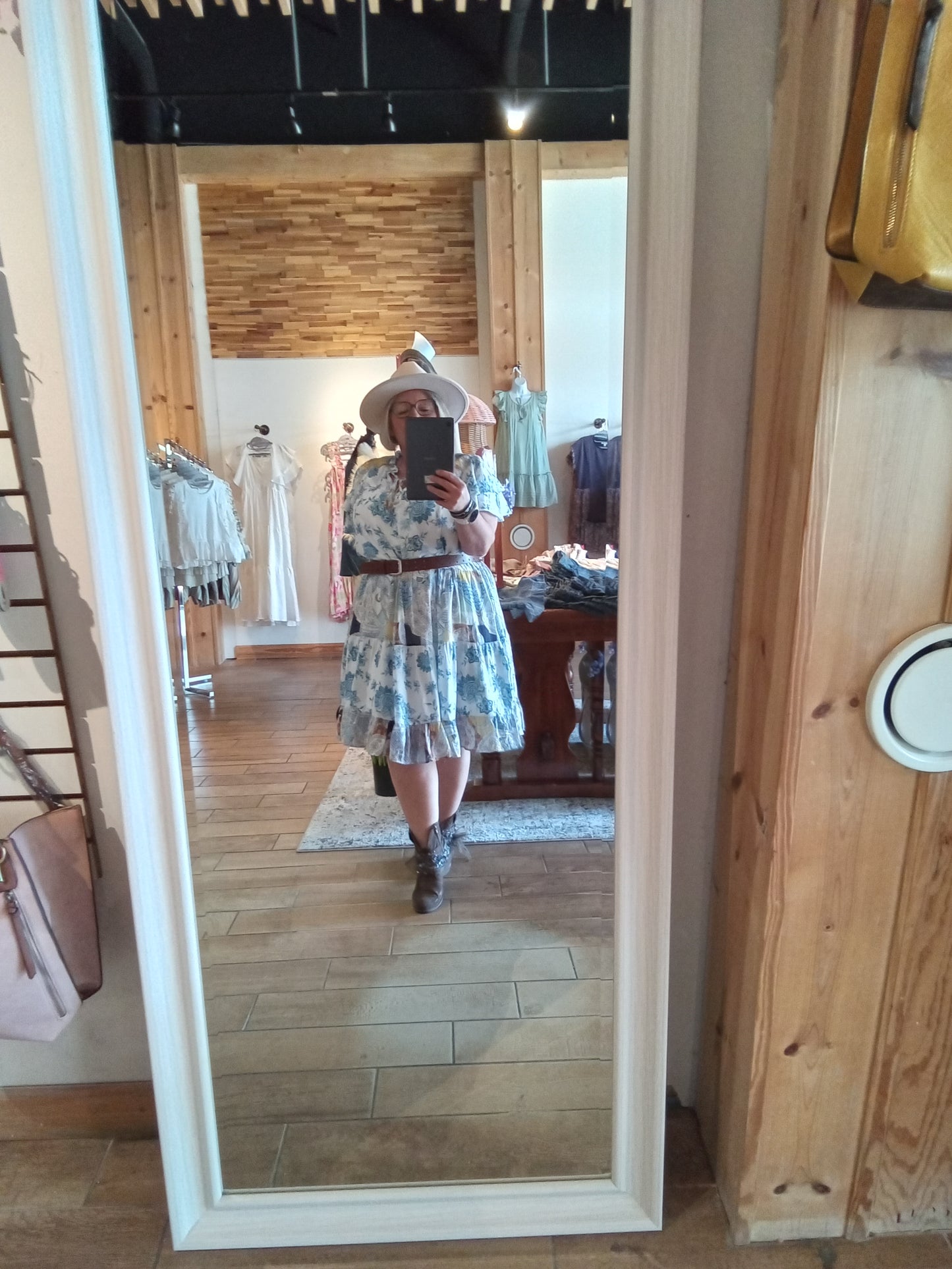 Ocean Blue Short Sleeve Mini Ruffle Dress Plus Size (Easel)