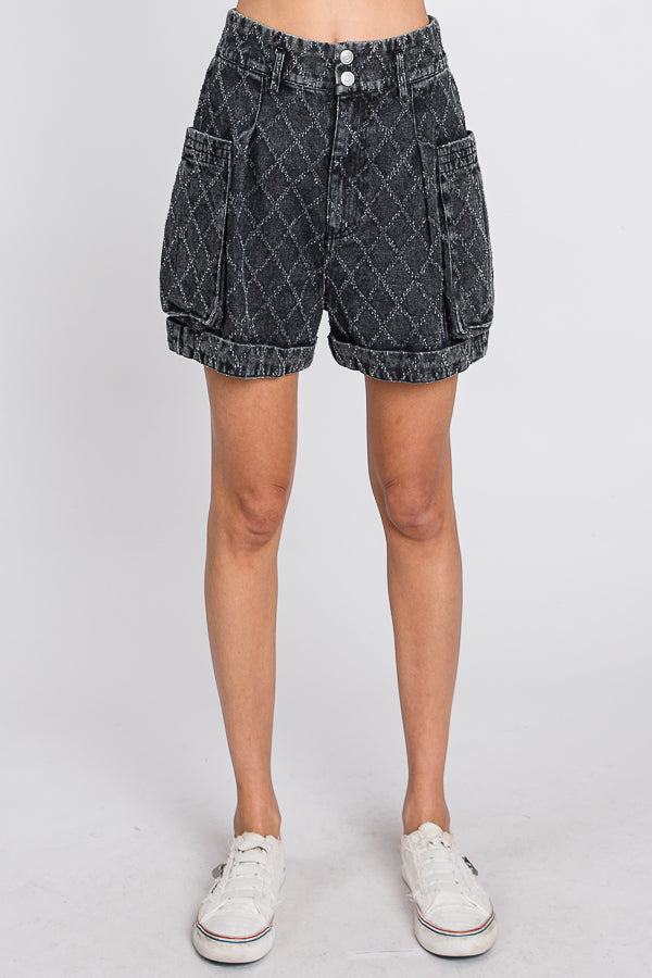 Washed Texture Black Denim Short (OLI&HALI)