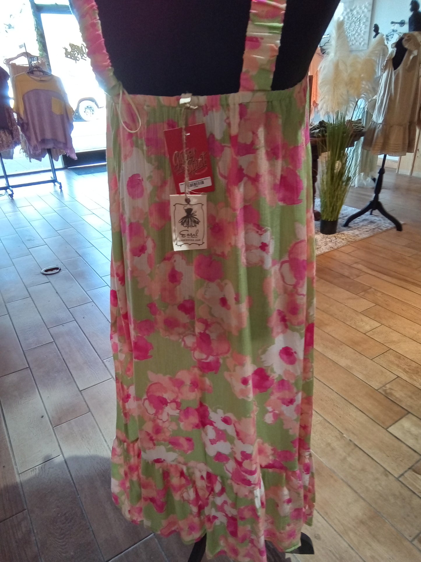 Water Printed Midi Dress In Sage (Easel)