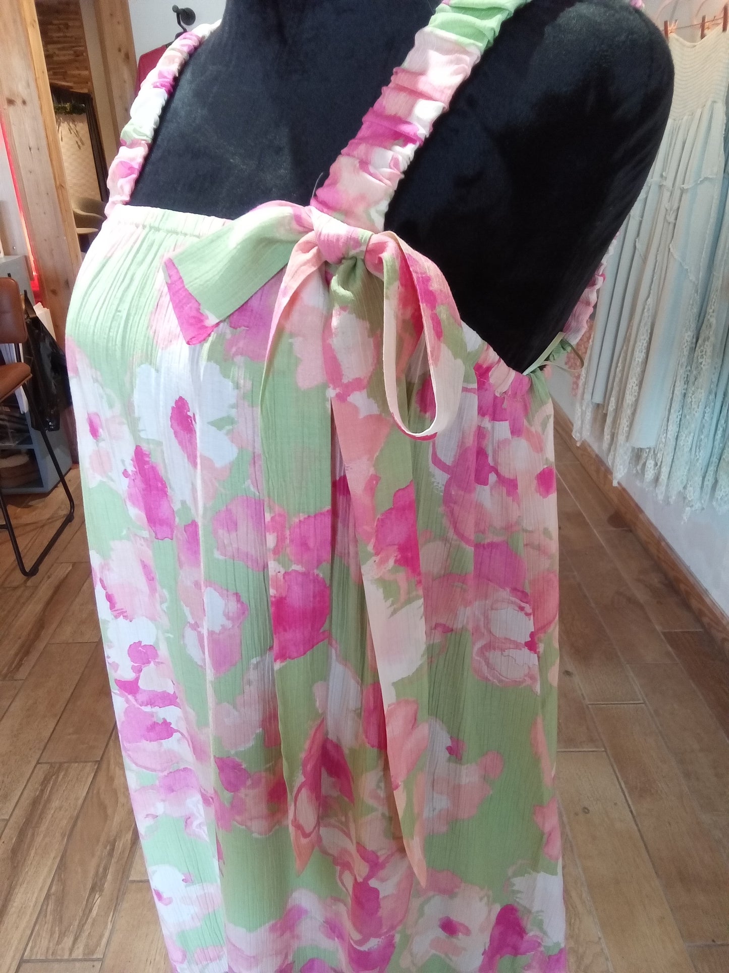 Water Printed Midi Dress In Sage (Easel)