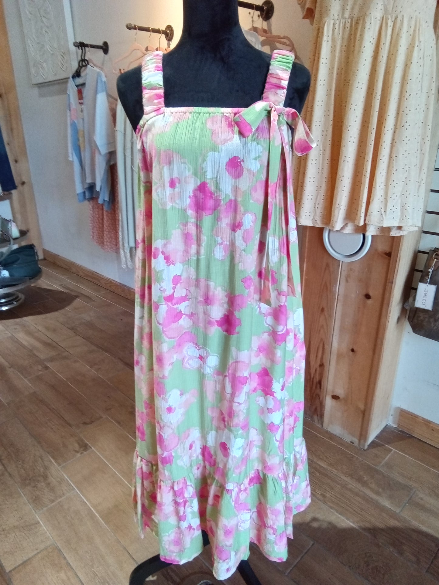 Water Printed Midi Dress In Sage (Easel)
