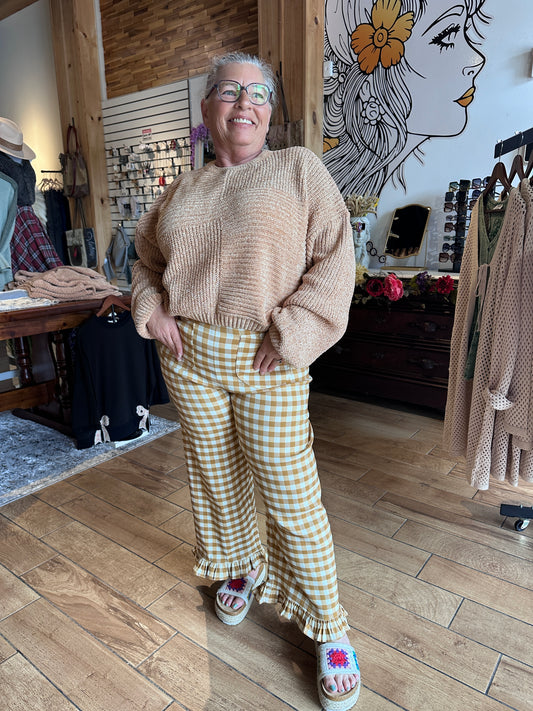 Checked Ruffle Pants