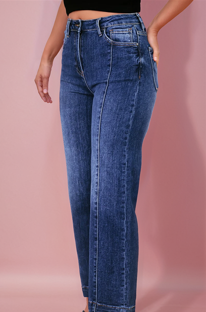 Plus Size Seamed Wide Leg High Waist Jeans - Gypsy Spirit Boutique