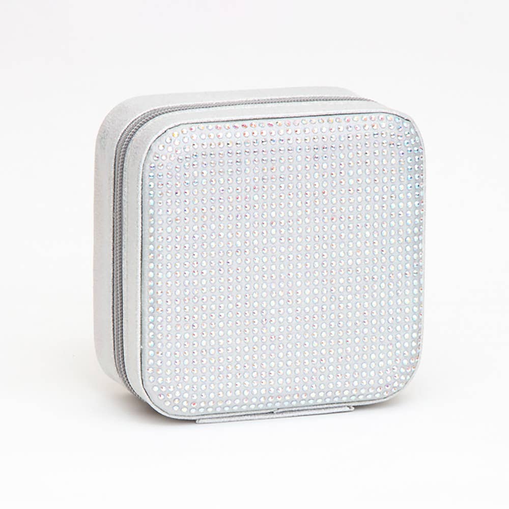 Bling Studded Square Travel Jewelry Organizer Box